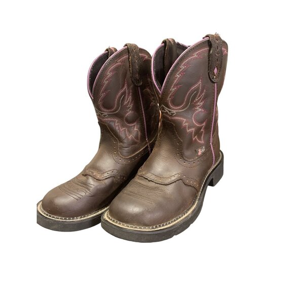 Justin Gypsy Western Boots Pink Stitching Size 7.5 B - Picture 1 of 5